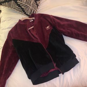 Adidas plush bomber jacket